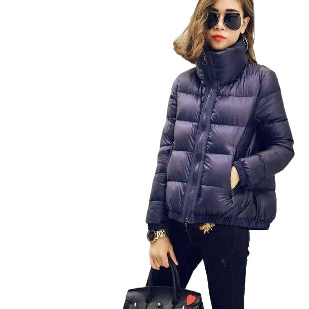 Ženska jakna s perjem (filler: duck down; down content: 51–55%; fabric: Chenille with Spandex; length: ultra-short ≤40cm; collar: stand)