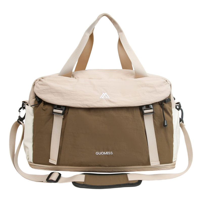 Torba za fitness putovanja s pretincom za cipele, moderan kontrastni dizajn, višenamjenska, kapaciteta 20–35 L, najlon, prozračna, vodootporna, lagana, odjeljak suho/mokra, unisex, za kraća putovanja