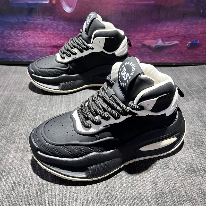 Мъжки обувки Dad Shoes: кожена горна част, гумена подметка, 6–8 см височина на тока, връзки, зима 2025