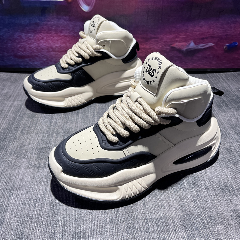 Мъжки обувки Dad Shoes: кожена горна част, гумена подметка, 6–8 см височина на тока, връзки, зима 2025