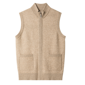 Kötött férfi mellény ujj nélküli - gyapjú 36–40%, álló gallér, tavasz–ősz