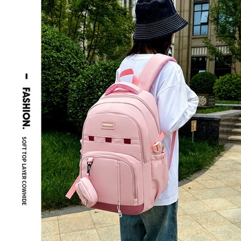 Nova lagana torba za srednju i višu školu s velikim kapacitetom, ultralagana, gradski minimalistički stil, unisex. Materijal: najlon; podstava: poliester; geometrijski uzorak.