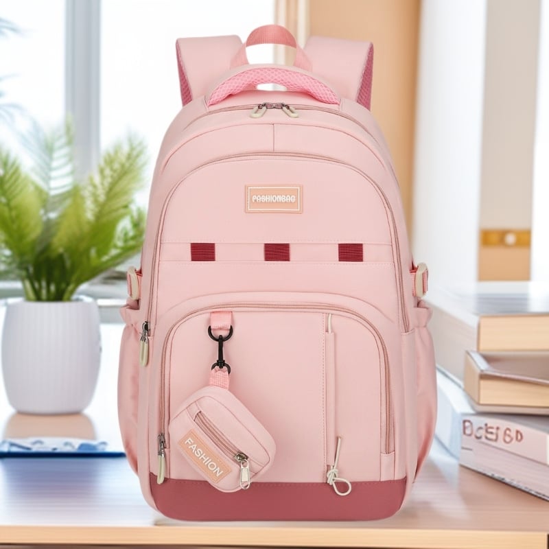 Nova lagana torba za srednju i višu školu s velikim kapacitetom, ultralagana, gradski minimalistički stil, unisex. Materijal: najlon; podstava: poliester; geometrijski uzorak.