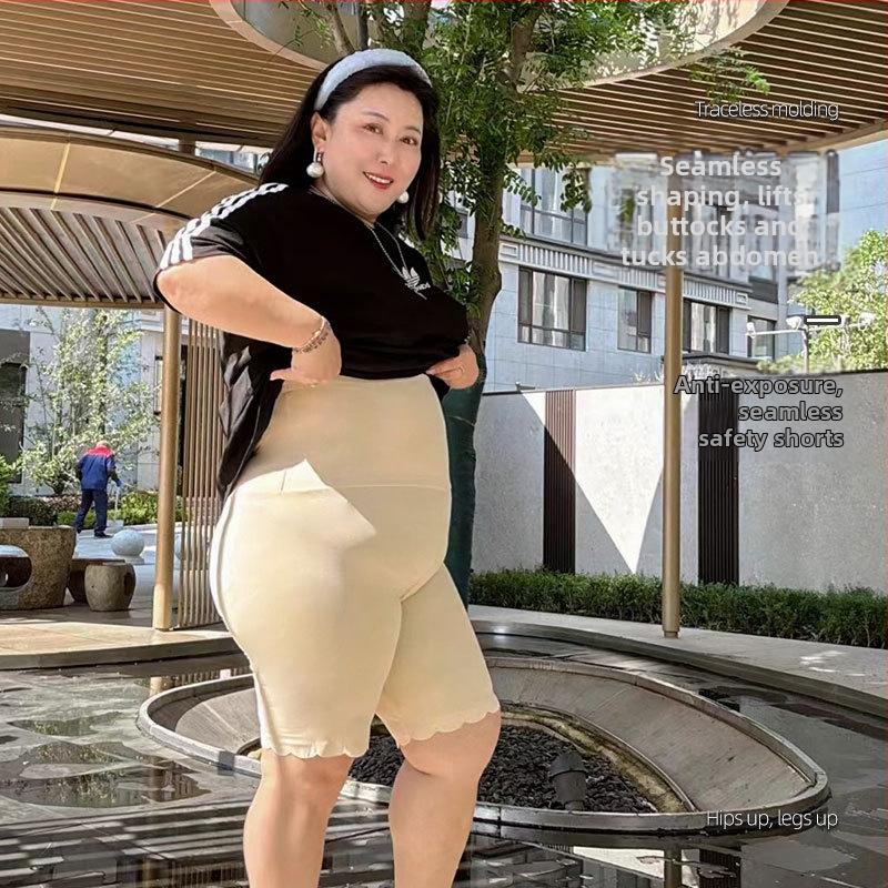 Γυναικείοι σορτς ασφαλείας με ψηλή μέση, πλεκτό ύφασμα Ice Silk, 77% νάιλον, επένδυση από βισκόζη 100%, μονόχρωμο