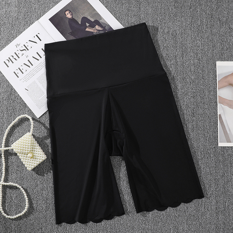 Γυναικείοι σορτς ασφαλείας με ψηλή μέση, πλεκτό ύφασμα Ice Silk, 77% νάιλον, επένδυση από βισκόζη 100%, μονόχρωμο