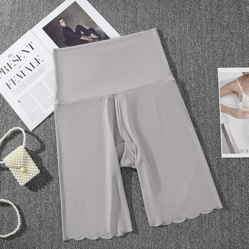 Γυναικείοι σορτς ασφαλείας με ψηλή μέση, πλεκτό ύφασμα Ice Silk, 77% νάιλον, επένδυση από βισκόζη 100%, μονόχρωμο