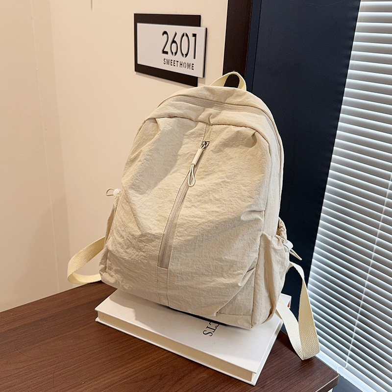 Ženski studentski ruksak s kampus stilom, poliester materijal, zatvaranje na zip, džep za dokumente i laminirani džep na zip, unutarnji međusloj, za školsku upotrebu