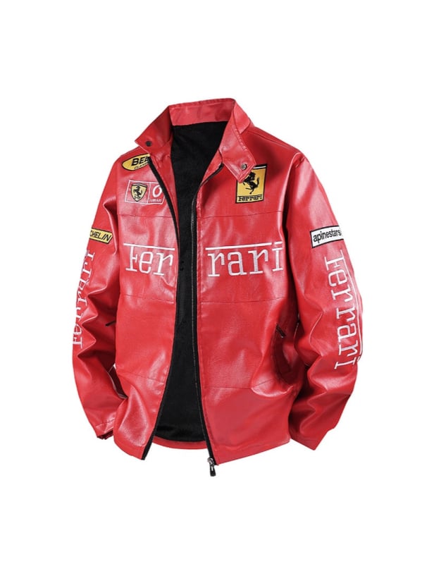 PU kožna jakna s fleece podstavom, vodootporna, stojeći ovratnik, zatvarač, izšivene epolete i patch džepovi – street moto jakna