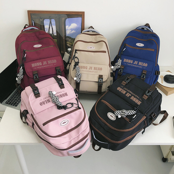 Nylon ruksak, prozračan, ulični stil, zakrivljene naramenice, za srednjoškolce