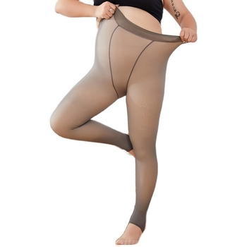Plus veličine leggins s flis podstavom, visokim strukom, debeli za jesen-zimu, siva nude boja