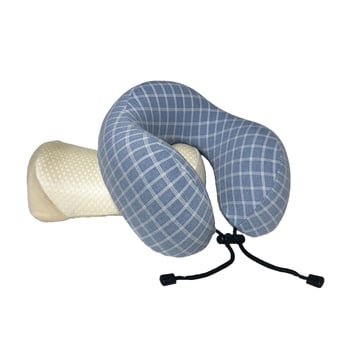 Pernă în formă de U din spumă cu memorie, detașabilă, design ergonomic cu două cocoașe, portabilă pentru călătorii