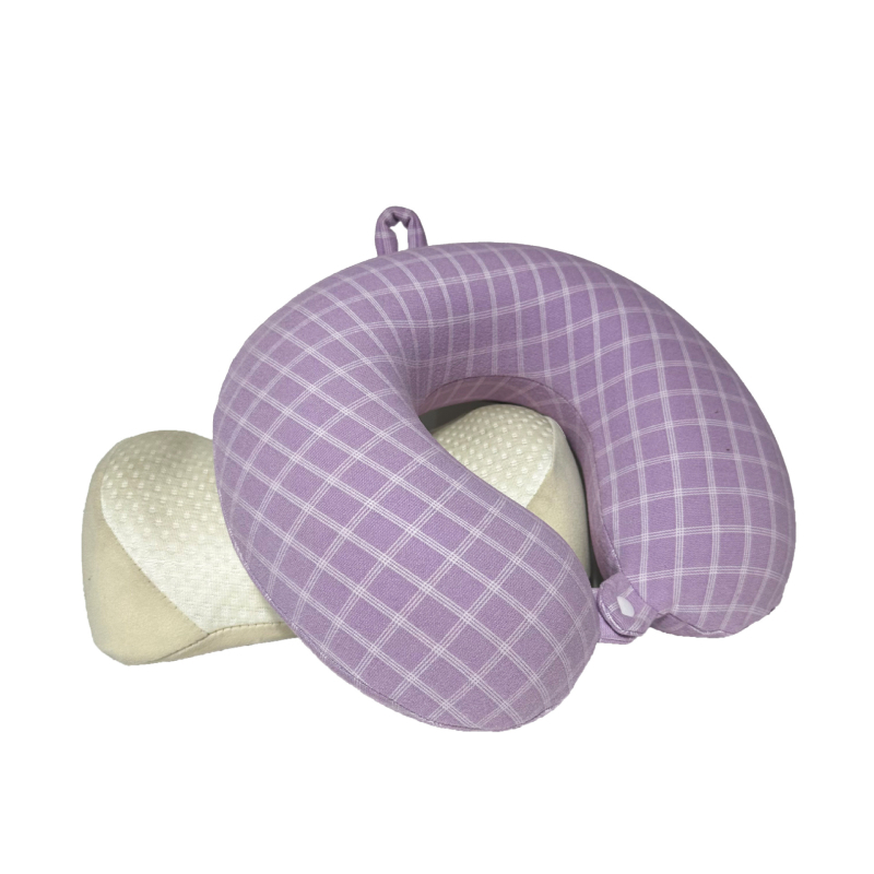 Pernă în formă de U din spumă cu memorie, detașabilă, design ergonomic cu două cocoașe, portabilă pentru călătorii