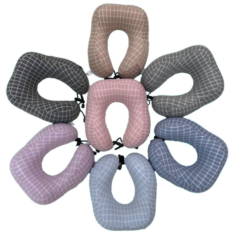 Pernă în formă de U din spumă cu memorie, detașabilă, design ergonomic cu două cocoașe, portabilă pentru călătorii