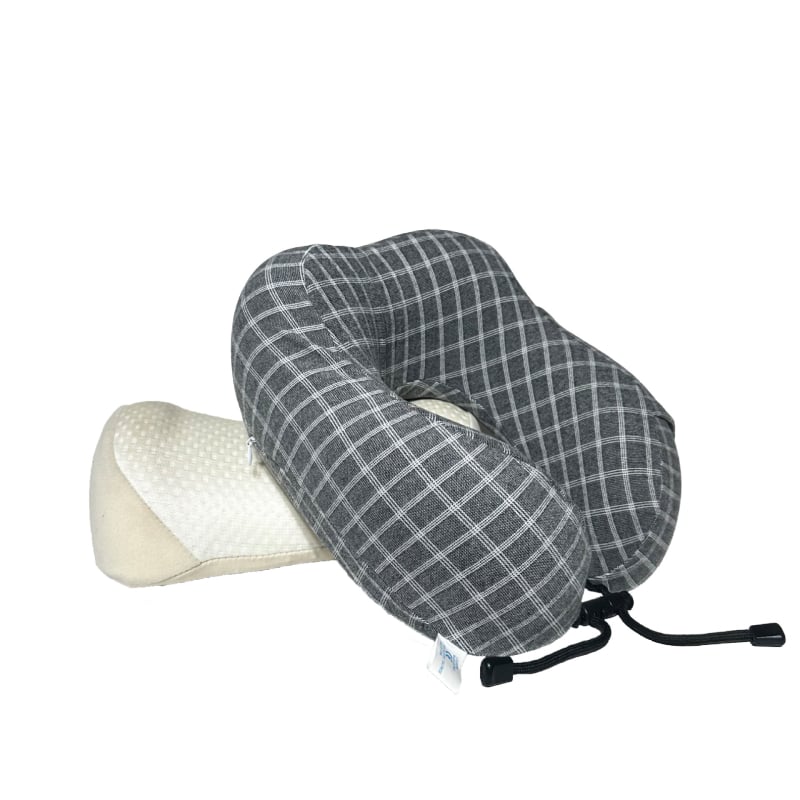 Pernă în formă de U din spumă cu memorie, detașabilă, design ergonomic cu două cocoașe, portabilă pentru călătorii