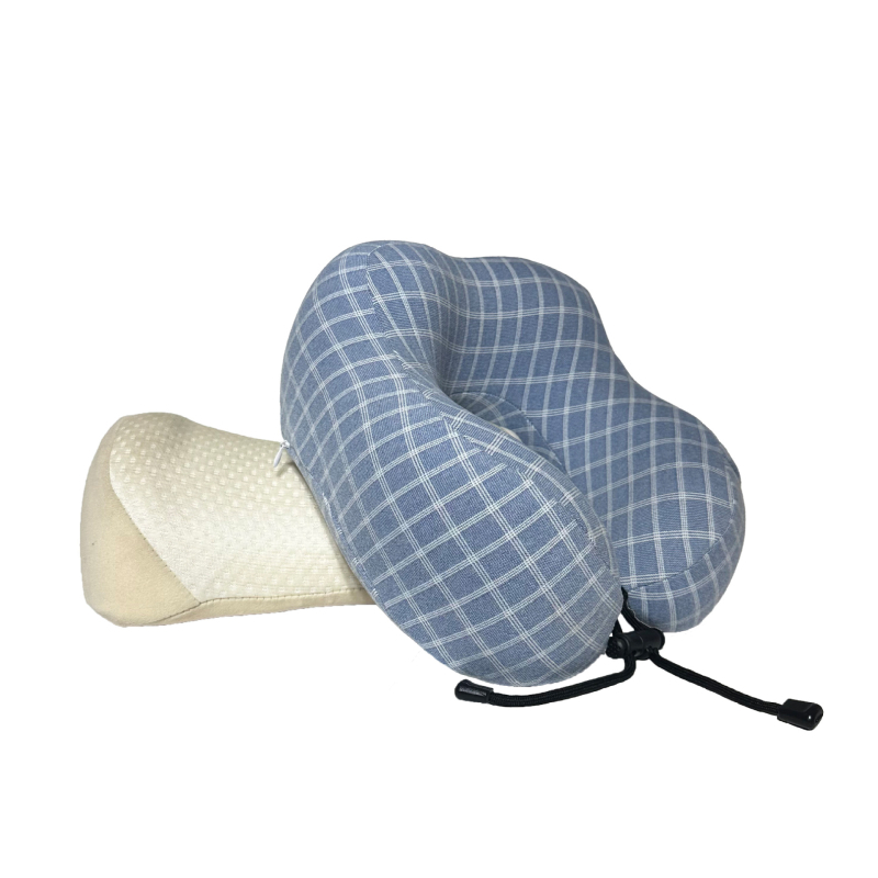 Pernă în formă de U din spumă cu memorie, detașabilă, design ergonomic cu două cocoașe, portabilă pentru călătorii