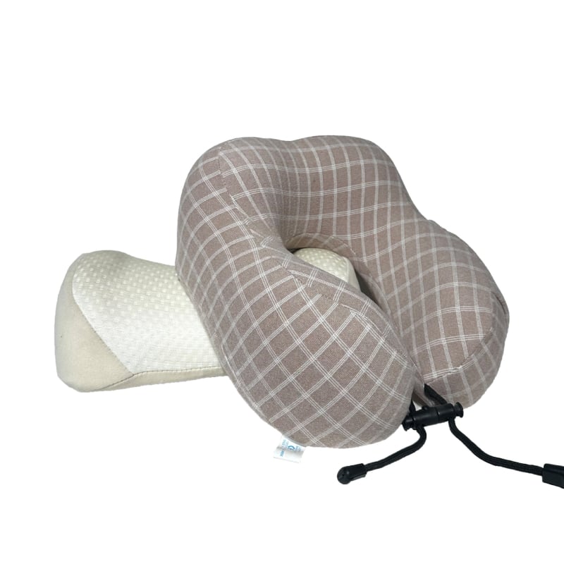 Pernă în formă de U din spumă cu memorie, detașabilă, design ergonomic cu două cocoașe, portabilă pentru călătorii