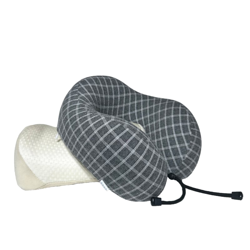 Pernă în formă de U din spumă cu memorie, detașabilă, design ergonomic cu două cocoașe, portabilă pentru călătorii