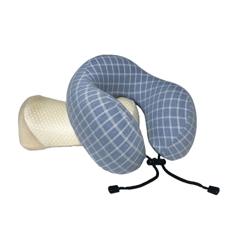 Pernă în formă de U din spumă cu memorie, detașabilă, design ergonomic cu două cocoașe, portabilă pentru călătorii