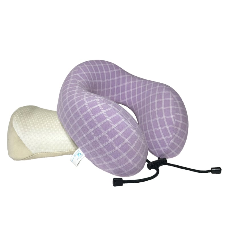 Pernă în formă de U din spumă cu memorie, detașabilă, design ergonomic cu două cocoașe, portabilă pentru călătorii