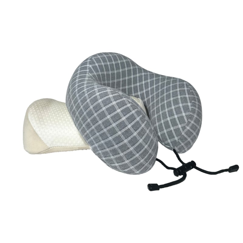 Pernă în formă de U din spumă cu memorie, detașabilă, design ergonomic cu două cocoașe, portabilă pentru călătorii