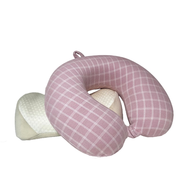 Pernă în formă de U din spumă cu memorie, detașabilă, design ergonomic cu două cocoașe, portabilă pentru călătorii