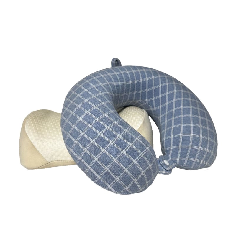 Pernă în formă de U din spumă cu memorie, detașabilă, design ergonomic cu două cocoașe, portabilă pentru călătorii