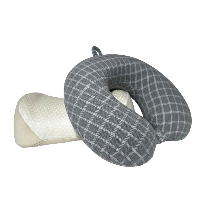 Pernă în formă de U din spumă cu memorie, detașabilă, design ergonomic cu două cocoașe, portabilă pentru călătorii