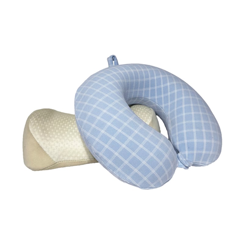 Pernă în formă de U din spumă cu memorie, detașabilă, design ergonomic cu două cocoașe, portabilă pentru călătorii