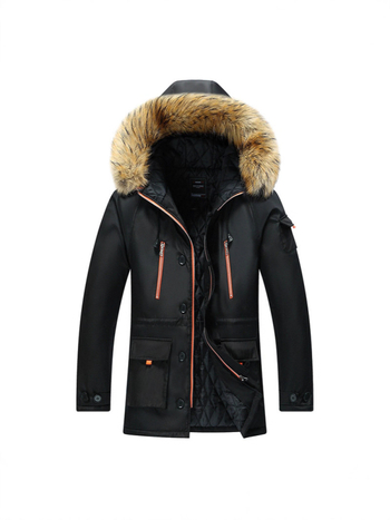 Muški pamučni kaput s kapuljačom, casual stil, dugačak kroj, prednji zip, višestruki džepovi
