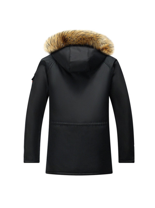 Muški pamučni kaput s kapuljačom, casual stil, dugačak kroj, prednji zip, višestruki džepovi