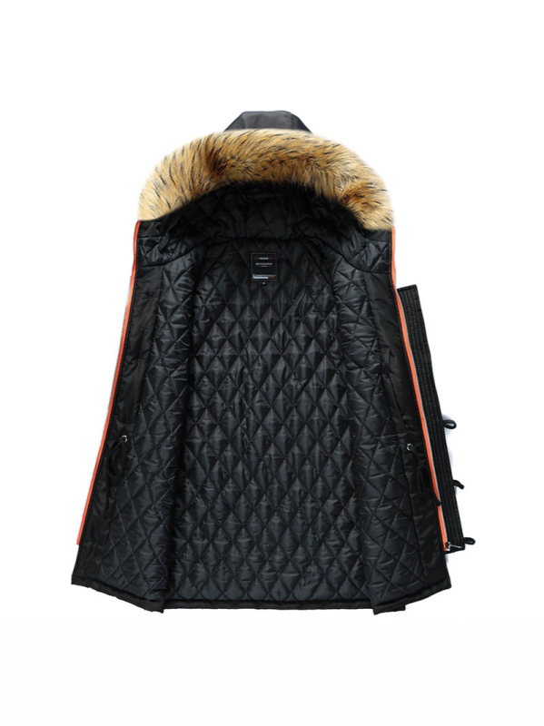 Muški pamučni kaput s kapuljačom, casual stil, dugačak kroj, prednji zip, višestruki džepovi