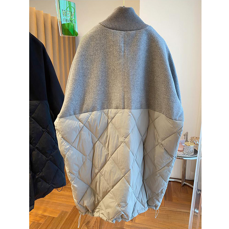 Дамско памучно подплатено яке със стояща яка и цип, средна дължина, модел за съчетаване на цветовете