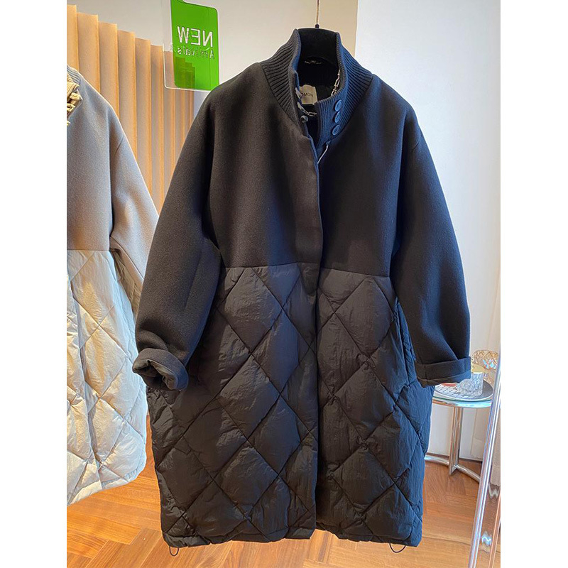 Дамско памучно подплатено яке със стояща яка и цип, средна дължина, модел за съчетаване на цветовете