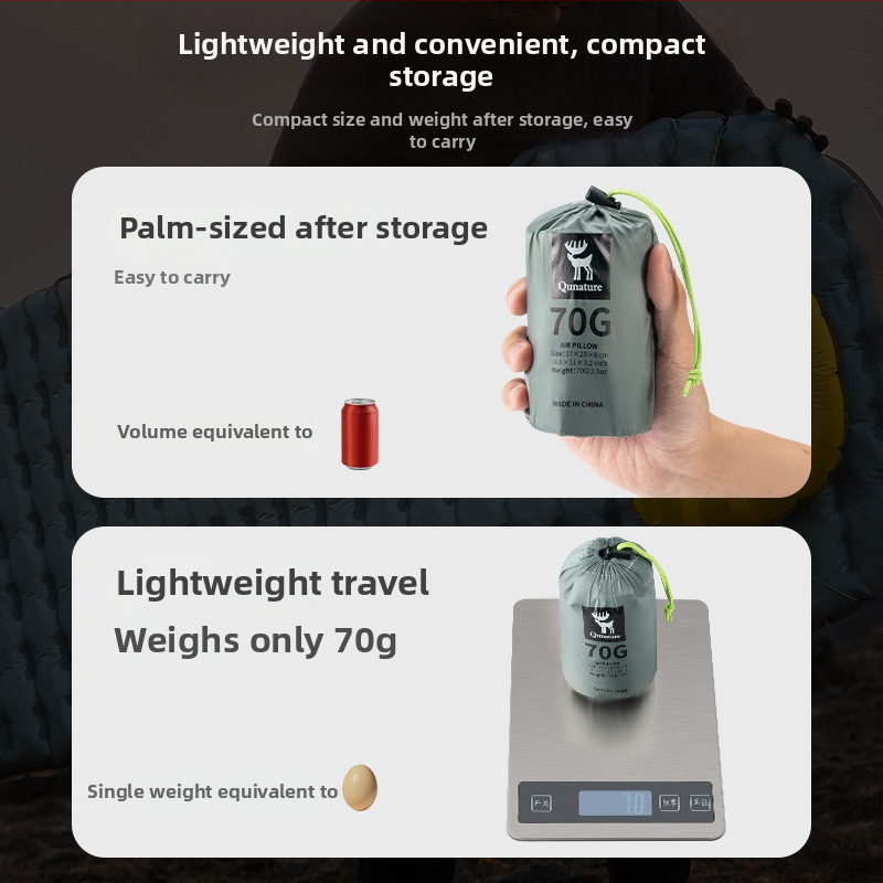 RockBros nafukovacia krčná vankúš do prírody – prenosná cestovná vankúš, ľahká kempingová vankúš, 20d nylon + TPU povrch, prispôsobenie k dispozícii