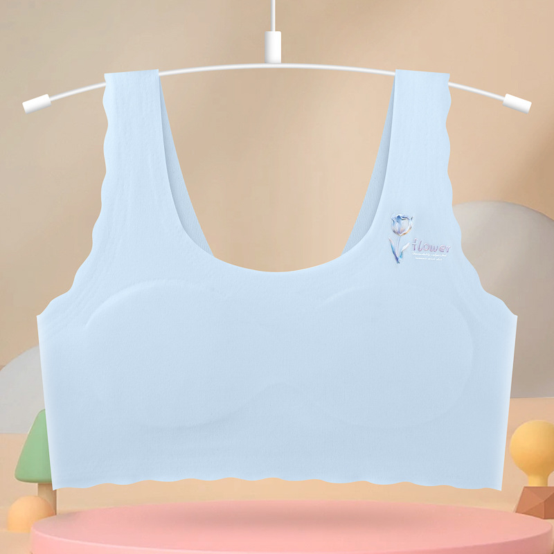 Faza 1 trening grudnjaka za djevojčice rane adolescencije, vest-stil, puni košarica, Ice Silk tkanina, podstava od najlona, 9–12 godina