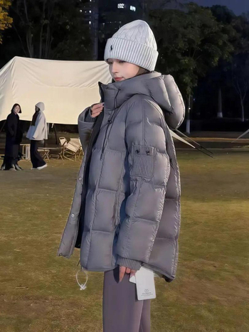 Ženska pamučna jakna s kapuljom, zatvaračem, širokim krojem, elegantan casual stil