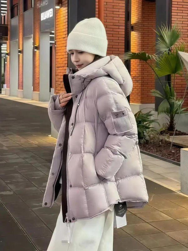 Ženska pamučna jakna s kapuljom, zatvaračem, širokim krojem, elegantan casual stil