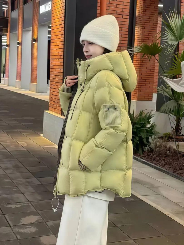 Ženska pamučna jakna s kapuljom, zatvaračem, širokim krojem, elegantan casual stil