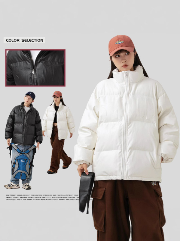 Muški debeli zimski kaput s stojećim ovratnikom, zatvarač, bočne džepove, vanjski dio od poliestera i podstava, ležeran japanski workwear stil