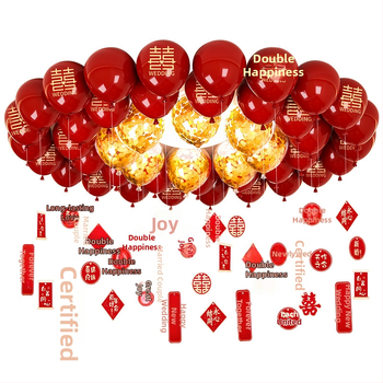 Esküvői léggömb szett alumíniumfóliából, kör alakú formájú balonokkal és a Double Happiness felirattal (Brand: Other; Balloon type: Toy balloon; Shape: Round; Material: Aluminum foil)