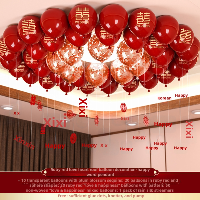 Esküvői léggömb szett alumíniumfóliából, kör alakú formájú balonokkal és a Double Happiness felirattal (Brand: Other; Balloon type: Toy balloon; Shape: Round; Material: Aluminum foil)