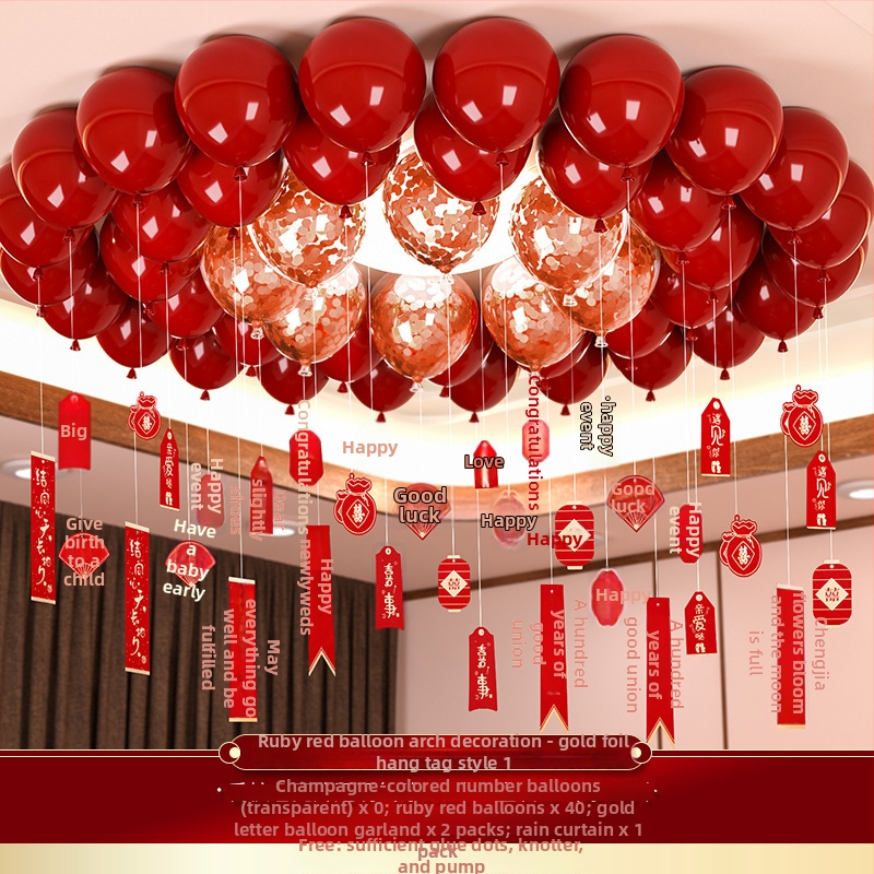 Esküvői léggömb szett alumíniumfóliából, kör alakú formájú balonokkal és a Double Happiness felirattal (Brand: Other; Balloon type: Toy balloon; Shape: Round; Material: Aluminum foil)