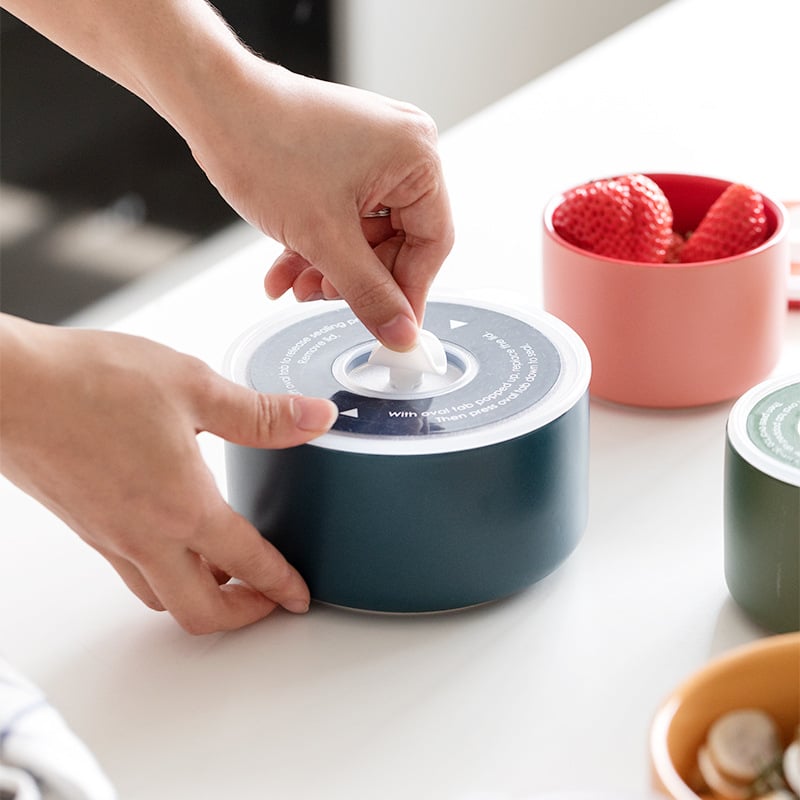 Keramička kutija za ručak, mikrovalna, okrugla, dvostruka, zatvorena, 301–500 ml