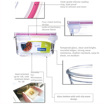 GlassLock okrugla kutija za ručak, mikrovalna kompatibilna, staklo otporno na toplinu, 800–1000 ml