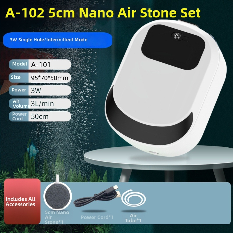 Φορτιζόμενη αντλία οξυγόνου και αεριστής για ψάρεμα και ενυδρείο – Τροφοδοσία USB, Διπλής χρήσης, βάρος 205 g, μοντέλα A-101/A-102/A-103