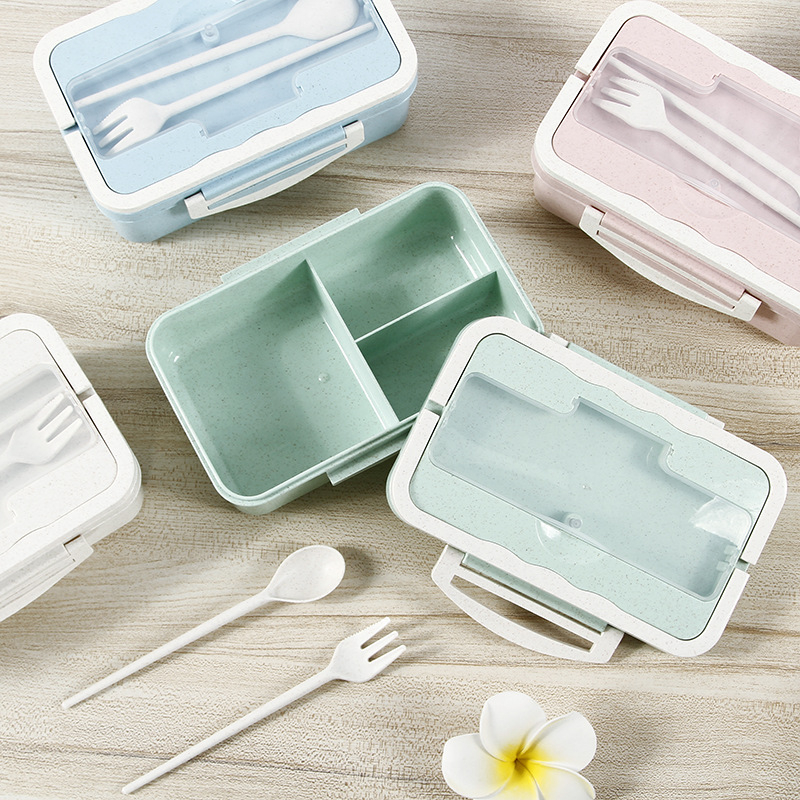 Plastična kutija za ručak od pšeničnog slama, kvadratna, jednostruka, 800-1000 ml, za odrasle, ispis logotipa i prilagodba