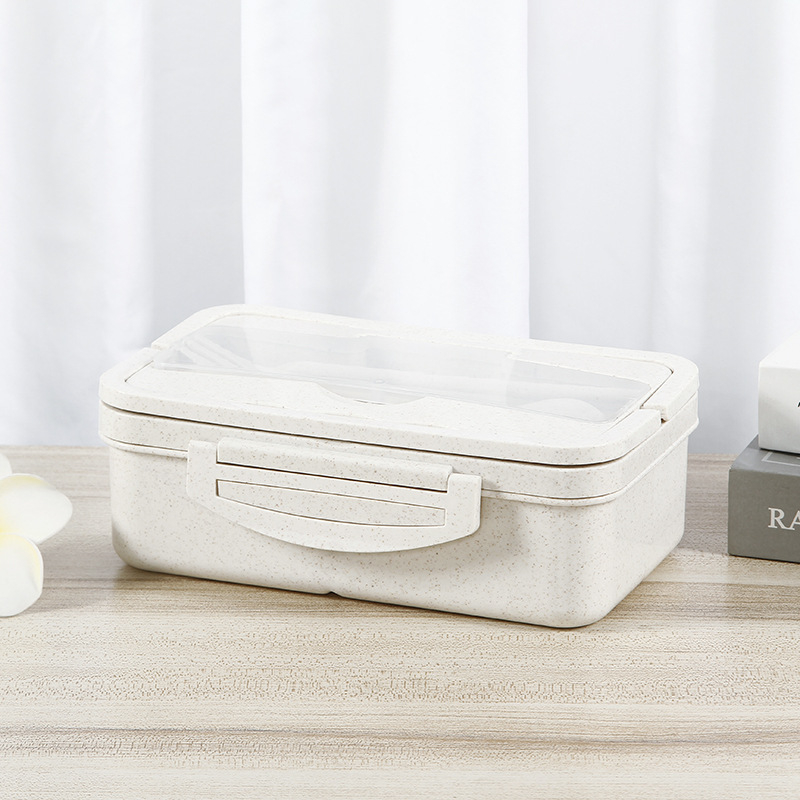 Plastična kutija za ručak od pšeničnog slama, kvadratna, jednostruka, 800-1000 ml, za odrasle, ispis logotipa i prilagodba