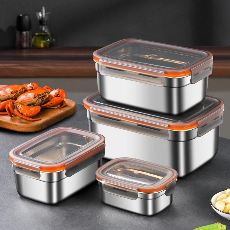 Okrugla kutija za obrok od 304 nehrđajućeg čelika s poklopcem, prehrambena klasa, posuda za čuvanje hrane, 1–2 L