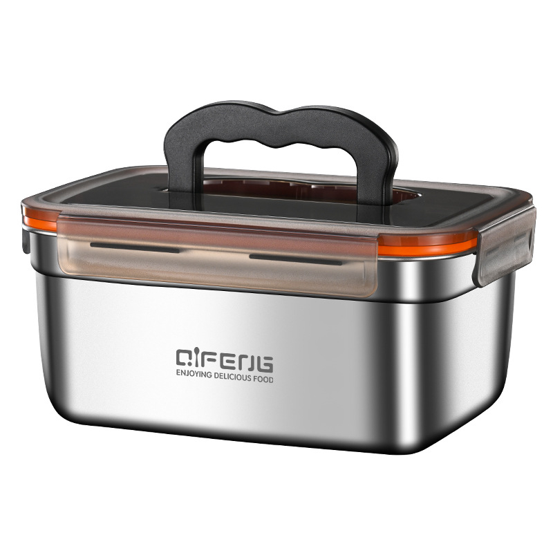 Okrugla kutija za obrok od 304 nehrđajućeg čelika s poklopcem, prehrambena klasa, posuda za čuvanje hrane, 1–2 L