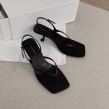 Ženske Herringbone sandale, PU gornji dio, gumeni đon, kopča, tanak potpetica 3–6 cm